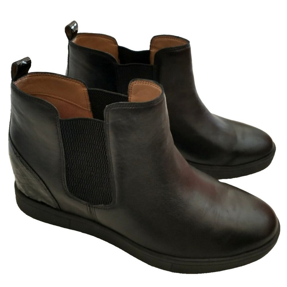 Vionic Women's Mickie Black Leather Chelsea Ankle Boots Size 9M